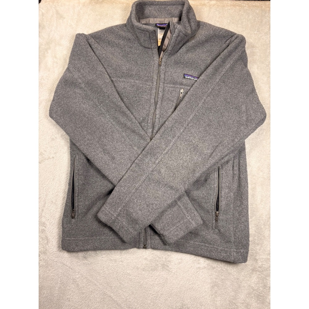 Patagonia Synchilla Men's Medium Gray Full Zip Jacket Chest Pocket